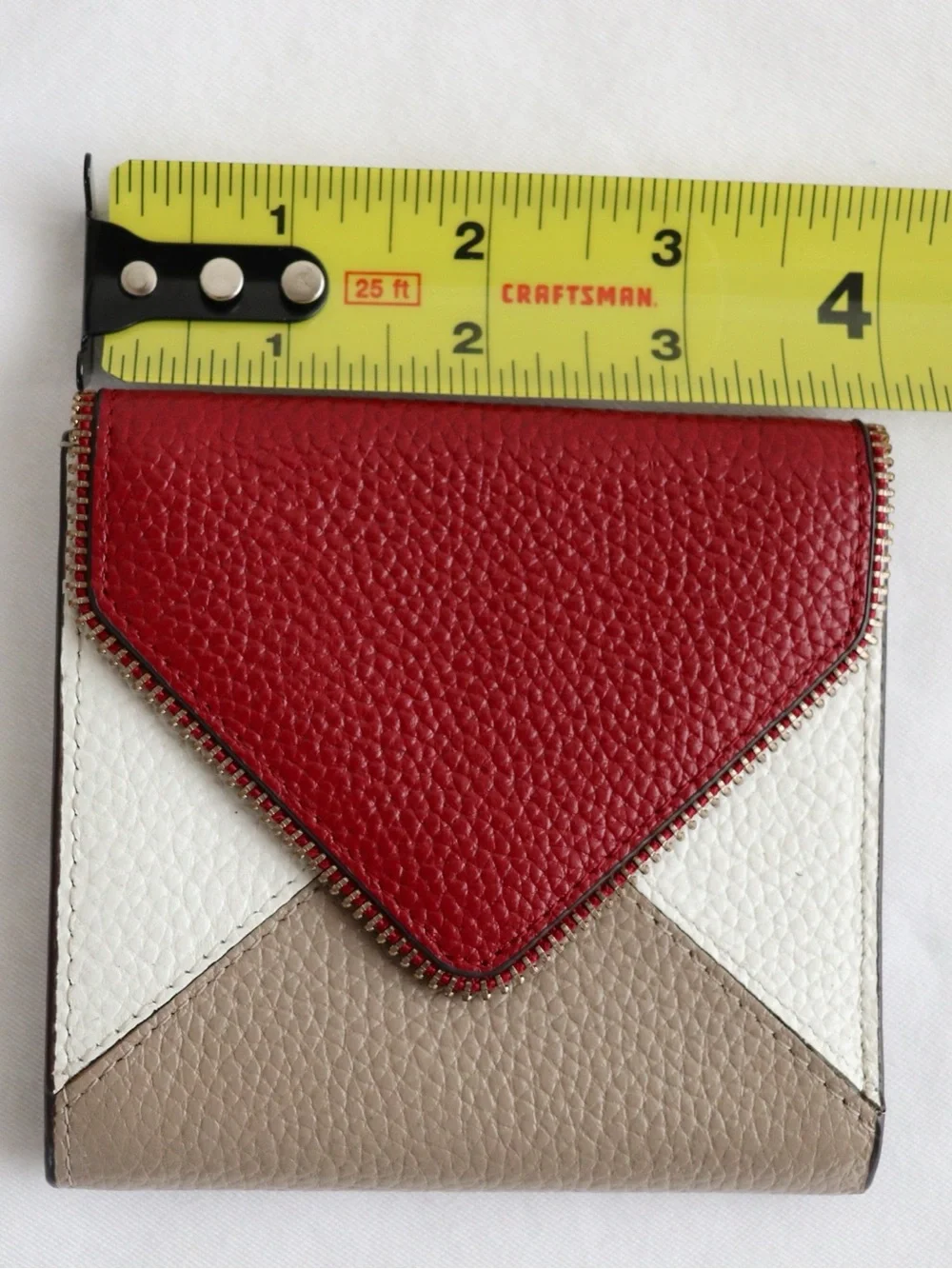Lavemi Compact Envelope Wallet Mini RFID Blockkng - Red White and Tan